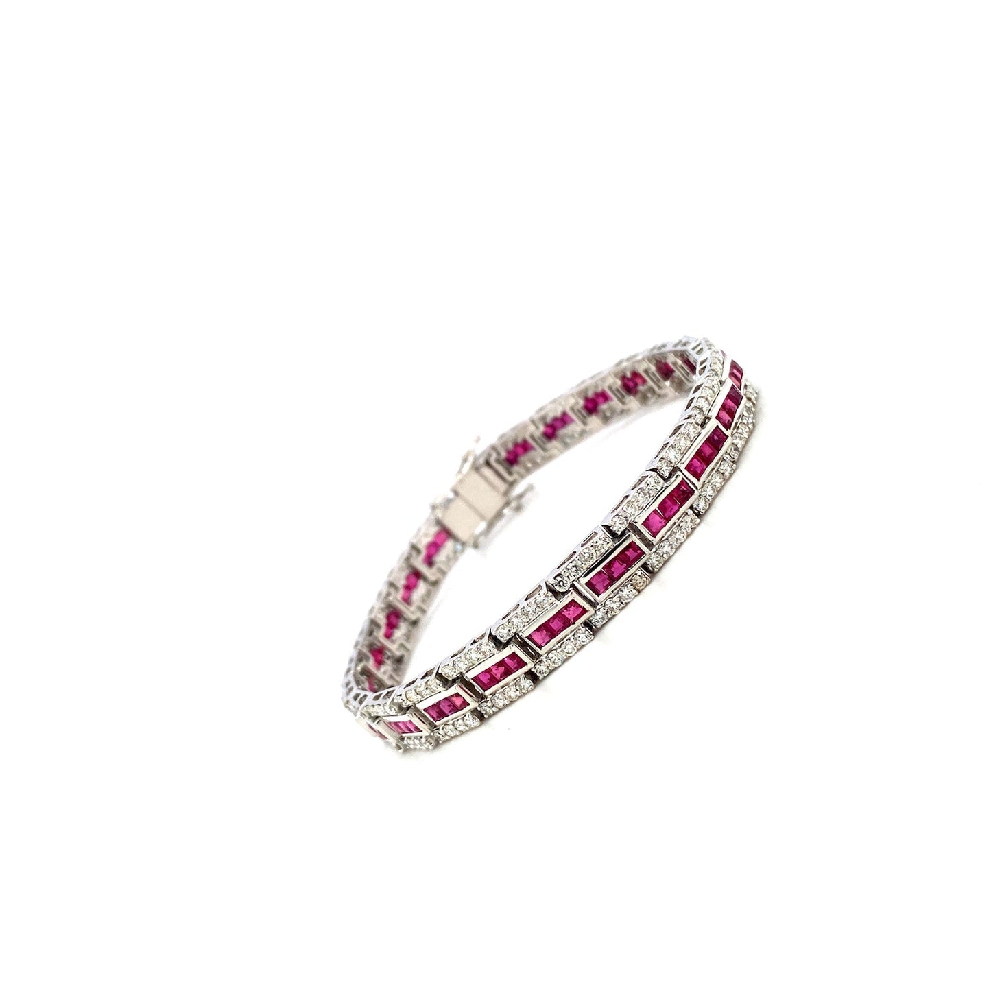 Ruby and Diamond Bracelet in 14K White Gold - KGD 41409