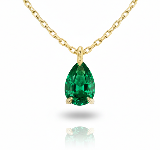 Eclisse Pear Emerald Pendant Necklace