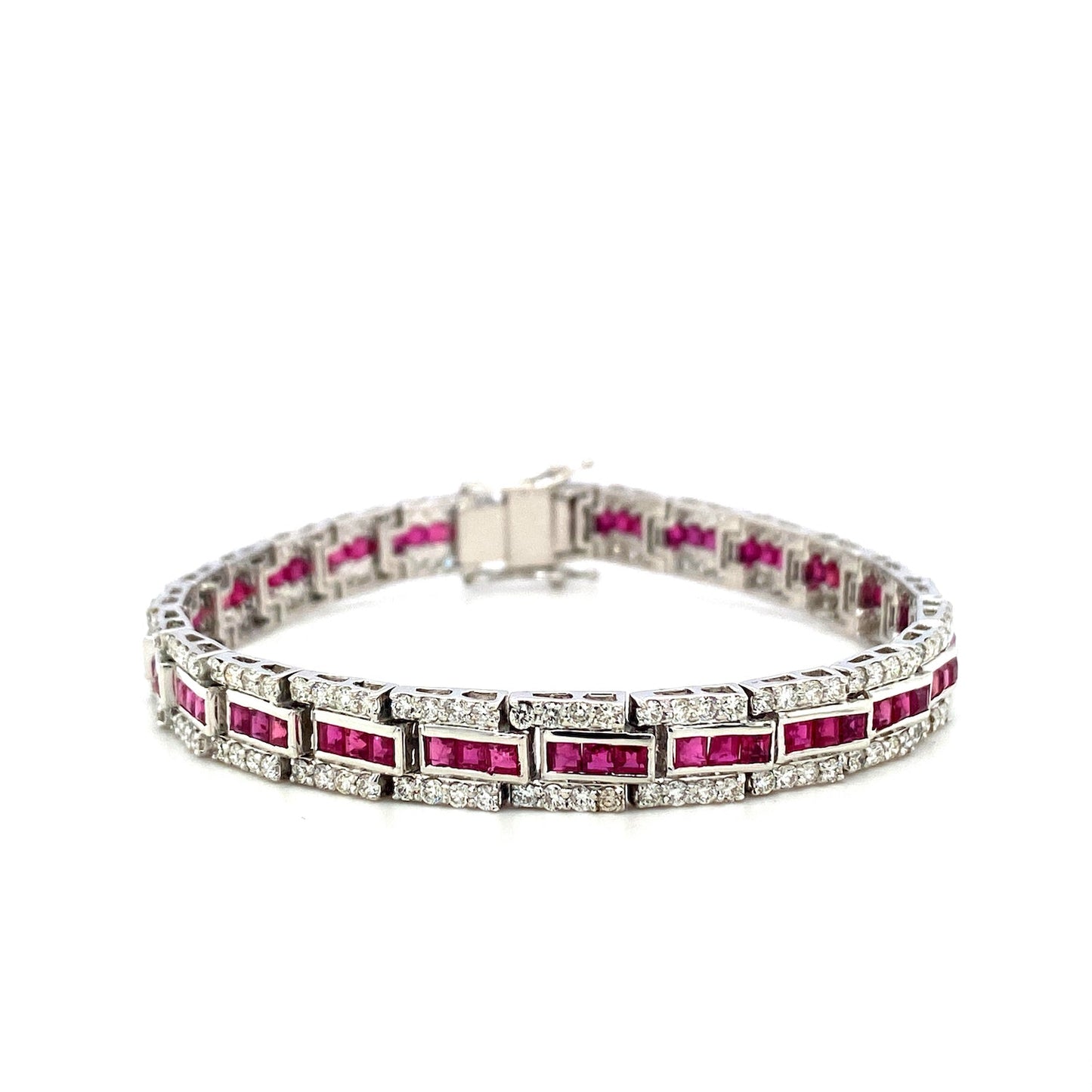 Ruby and Diamond Bracelet in 14K White Gold - KGD 41409
