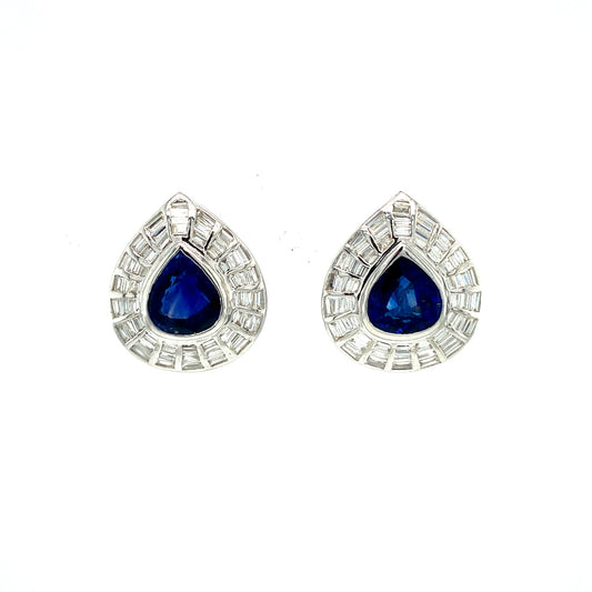 Sapphire and Diamond Earrings in 18K White Gold - KGT 31495