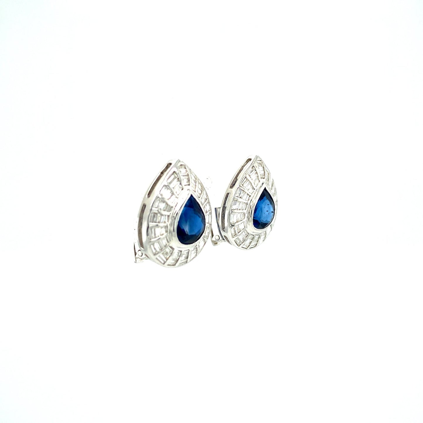 Sapphire and Diamond Earrings in 18K White Gold - KGT 31495