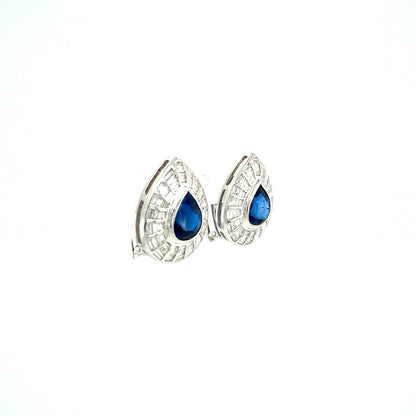 Sapphire and Diamond Earrings in 18K White Gold - KGT 31495