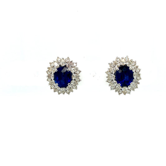 Sapphire and Diamond Earrings in 18K White Gold - KGT 33360